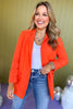  Orange Collared Long Sleeve Blazer Jacket *FINAL SALE* *Final Sale*, must have blazer, must have style, elevated blazer, elevated style, saturday steal, mom style, office style, work to weekend, shop style your senses by mallory fitzsimmons, ssys by mallory fitzsimmons