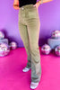 Mica Moss Green Super High Rise Double Button Pocket Detail Relaxed Flare Jeans, green jeans, flare jeans, must have jeans, must have style, must have comfortable style, spring fashion, spring style, street style, mom style, elevated comfortable, elevated style, shop style your senses by mallory fitzsimmons