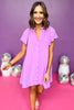 Orchid Frill Neck Ruffle Sleeve Button Down Dress, button down dress, must have dress, must have style, church style, brunch style, spring fashion, elevated style, elevated style, mom style, shop style your senses by mallory fitzsimmons, ssys by mallory fitzsimmons  Edit alt text