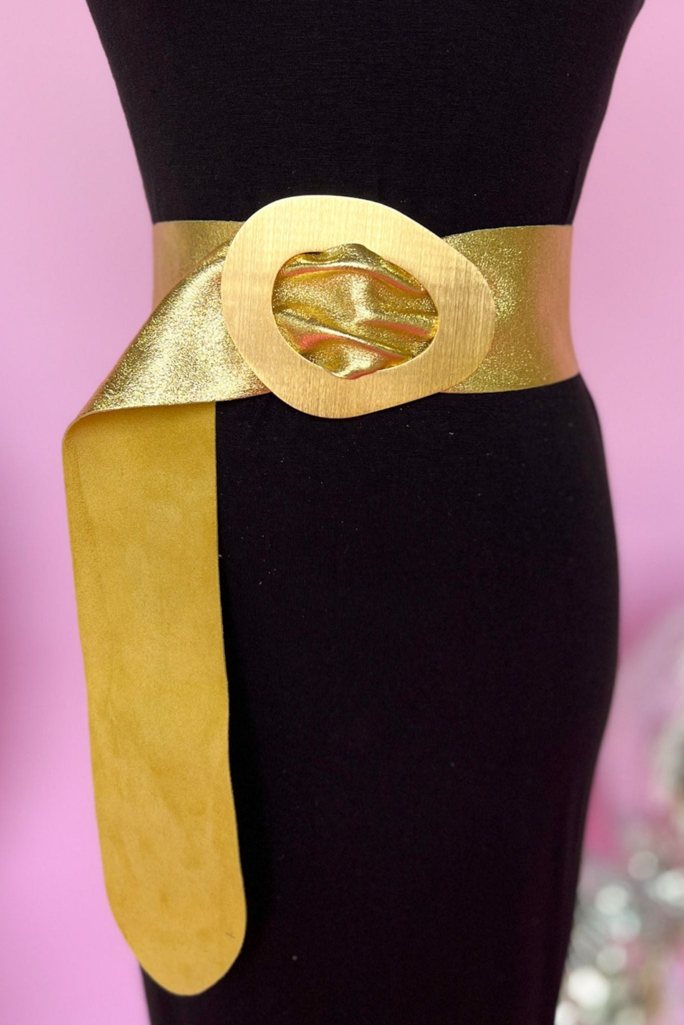 Gold Metallic Pointed Buckle Belt, metallic, summer belt, elevated look, must have, shop style your senses by mallory fitzsimmons