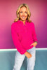 SSYS Fawn Waffle Knit Cropped Shacket Top In Dark Pink *FINAL SALE*