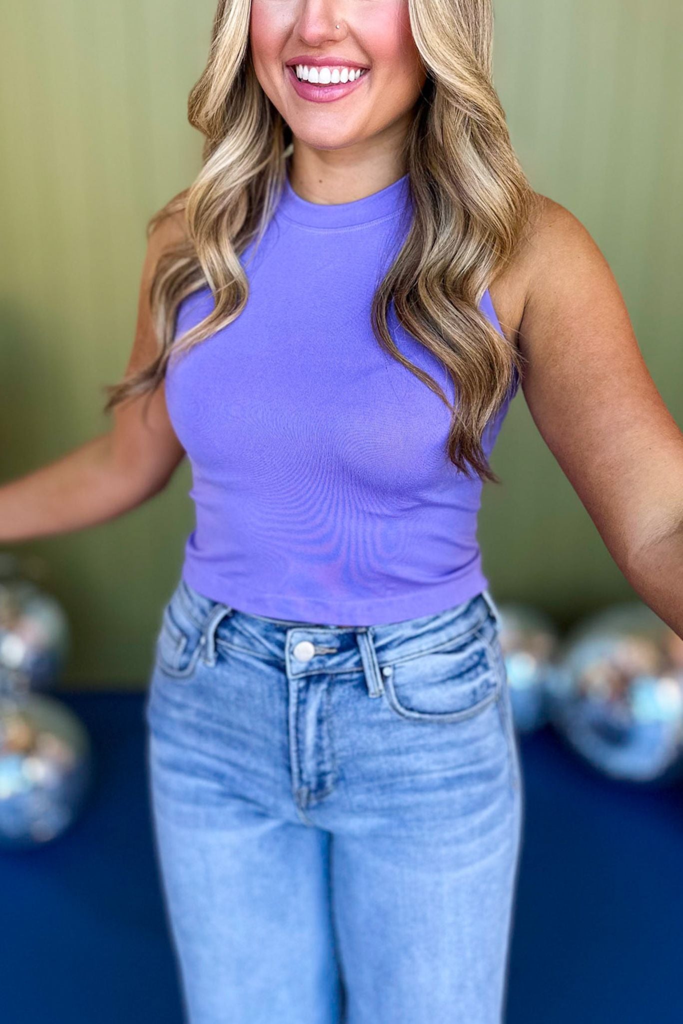 Purple Cropped Seamless Muscle Tank, must have basic, must have tank, must have style, elevated basic, mom style, everyday style, shop style your senses by mallory fitzsimmons