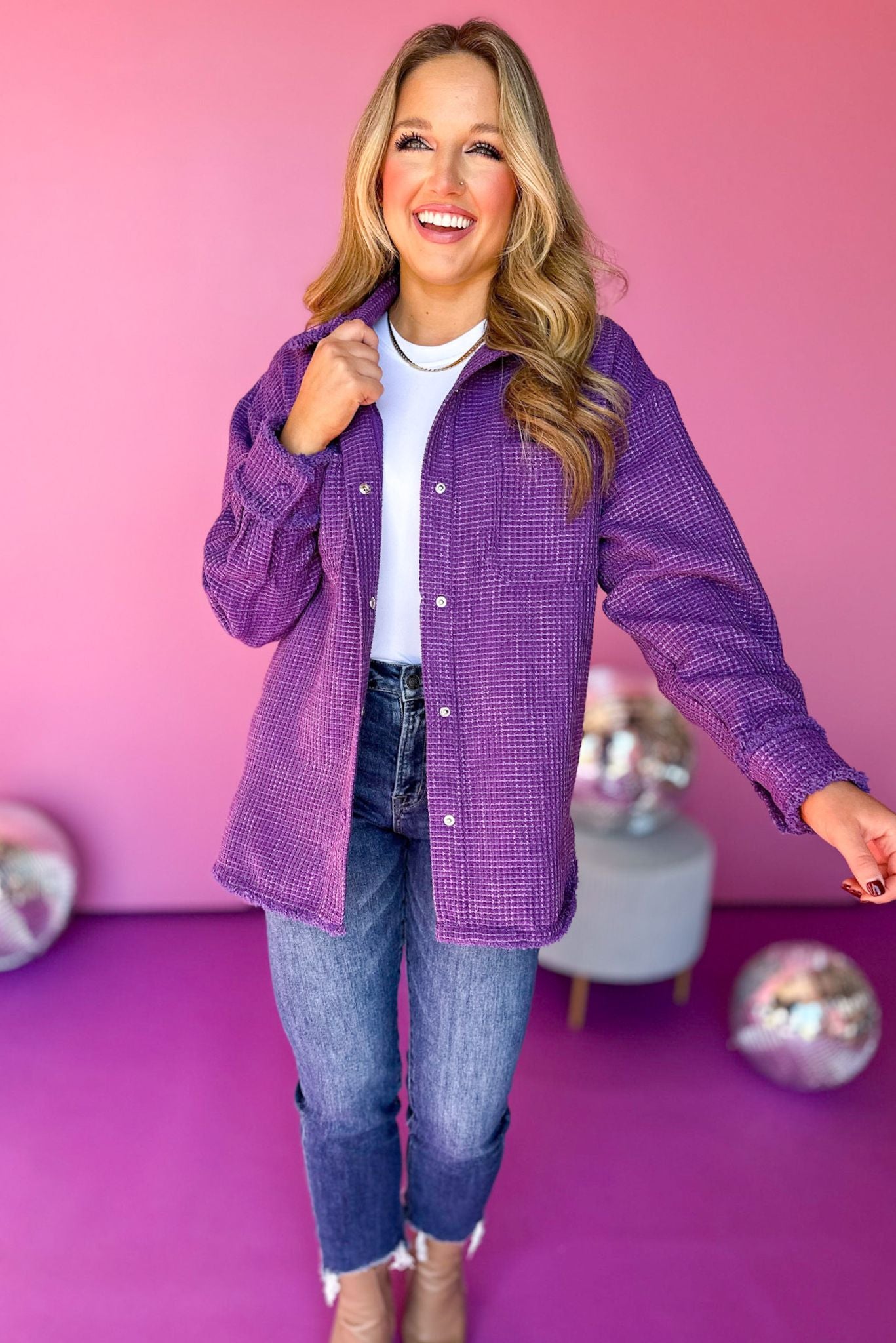 Purple Button Front Collared Long Sleeve Top, must have top, must have style, office style, winter fashion, elevated style, elevated top, mom style, work top, shop style your senses by mallory fitzsimmons