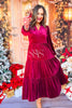 SSYS Snow Velvet Rhinestone Collar Maxi Dress In Maroon