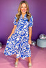  Blue Mix Print V Smocked Ruffle Neck Midi Dress, floral dress, midi dress, must have dress, must have style, church style, spring fashion, elevated style, elevated dress, mom style, work dress, shop style your senses by mallory fitzsimmons, ssys by mallory fitzsimmons