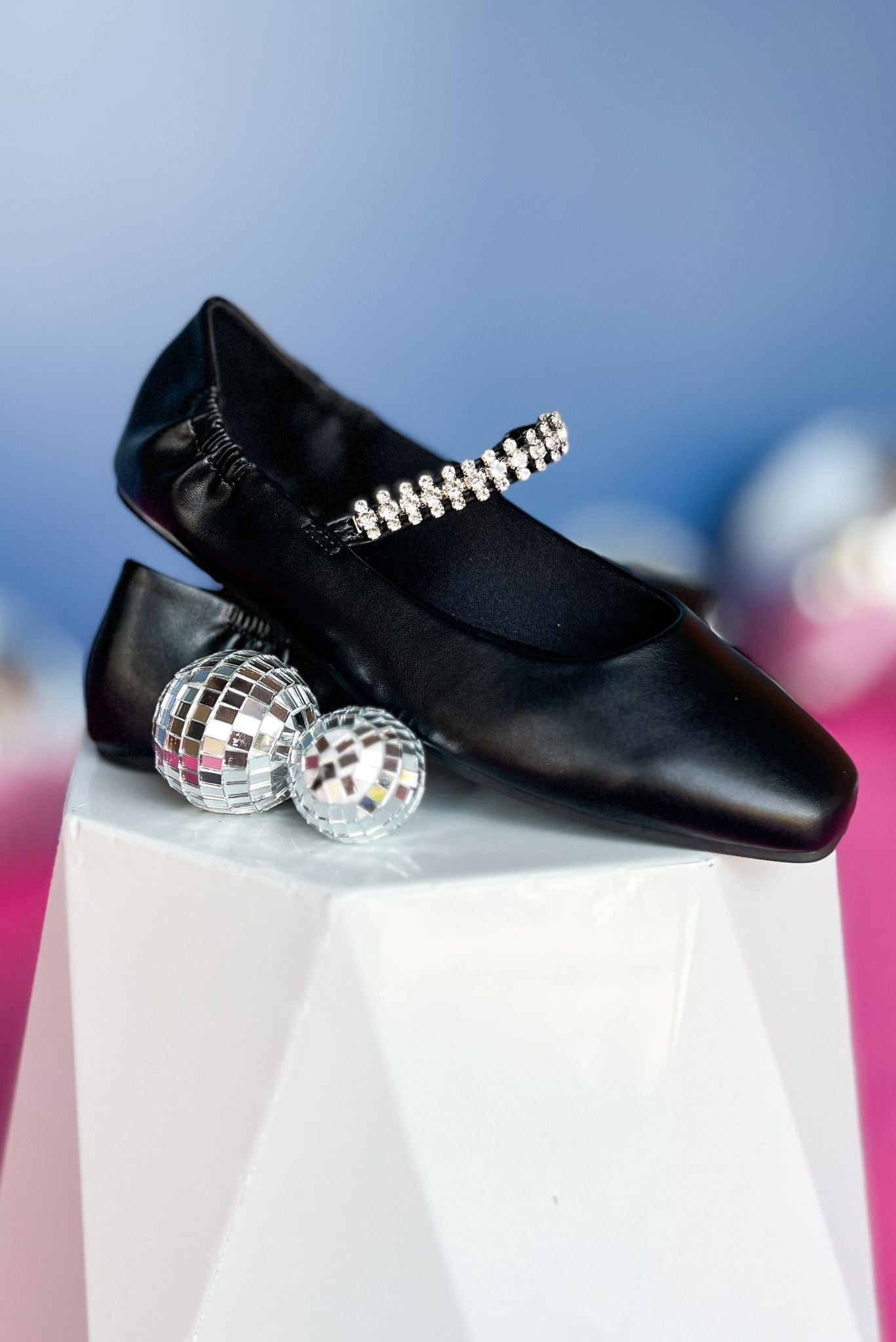 Black Rhinestone Ballet Flat Shoes FINAL SALE