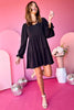 Black Scalloped Neck Long Sleeve Tiered Dress, must have dress, must have style, office style, spring fashion, elevated style, elevated dress, mom style, work dress, shop style your senses by mallory fitzsimmons