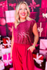 SSYS Berry Sequin Top In Maroon