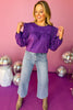 Purple Ruffled Shoulder Long Sleeve Top, must have top, must have style, must have fall, fall collection, fall fashion, elevated style, elevated top, mom style, fall style, shop style your senses by mallory fitzsimmons