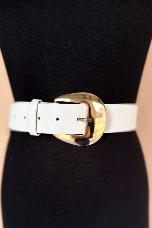 Ivory Rounded Buckle Metal Tip Belt, accessory, belt, elevated belt, must have belt, gold belt, shop style your senses by mallory fitzsimmons