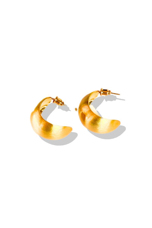 Gold Crescent Brushed Earrings