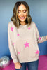 Pink Star Pattern Round Neck Sweater, elevated style, elevated sweater, must have sweater, must ahve print, fun mom style, fun mom sweater, fall style, fall sweater, shop style your senses by mallory fitzsimmons