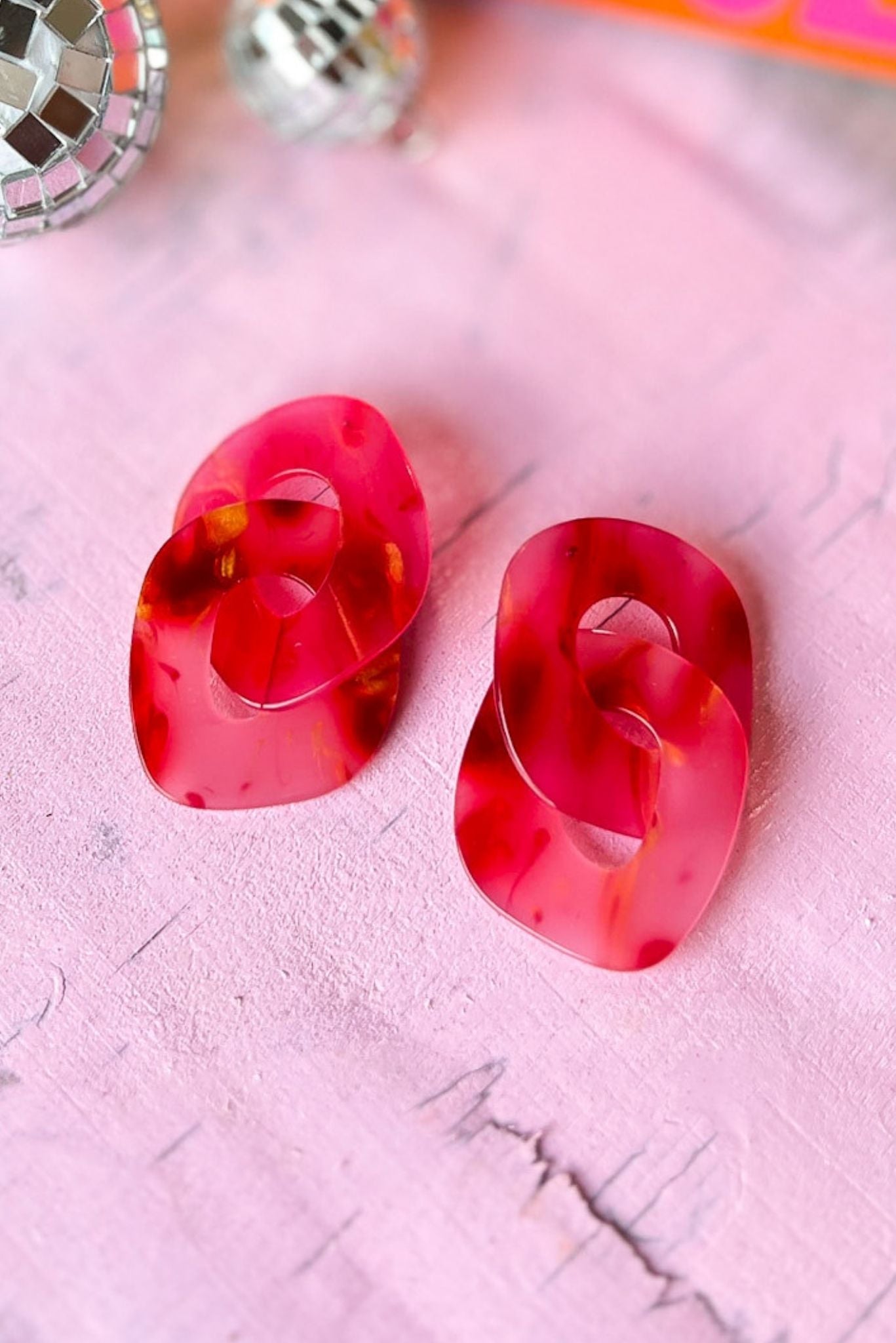 Pink Acrylic Linked Earrings *FINAL SALE*