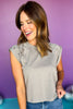 Grey Metal Detail Sleeveless Top, top, metal detail top, sleeveless top, grey top, grey metal detail top, grey sleeveless top, must have top, elevated top, elevated style, summer top, summer style, new arrivals, Shop Style Your Senses by Mallory Fitzsimmons, SSYS by Mallory Fitzsimmons