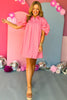 Pink Poplin Collared Button Down Frill Puff Sleeve Dress, must have dress, must have style, church style, spring fashion, elevated style, elevated dress, mom style, work dress, shop style your senses by mallory fitzsimmons