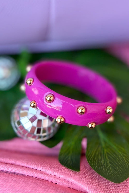 Pink Metal Ball Resin Bangle Bracelet, accessory, bracelet, elevated bracelet, shop style your senses by mallory fitzsimmons