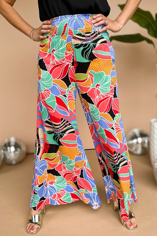 Multi Abstract Printed Pull On Satin Wide Leg Pants *FINAL SALE*