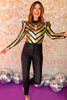 Black Gold Cut Out Long Sleeve Sequin Bodysuit, sequin, keyhole cutout, glam, nye outfit, night out look, shop style your senses by mallory fitzsimmons