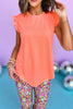 SSYS Neon Tangerine Ruffle Shoulder Sleeveless High Low Active Tank