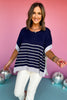 Navy Striped Round Neck Short Sleeve Poncho Top, top, poncho top, round neck top, round neck poncho top, short sleeve top, short sleeve poncho top, navy striped top, navy striped poncho top, navy and white striped poncho top, must have top, elevated top, elevated style, summer top, summer style, Shop Style Your Senses by Mallory Fitzsimmons, SSYS by Mallory Fitzsimmons