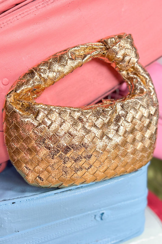 Gold Woven Knot Handle Bag, accessory, bag, must have bag, gold bag, shop style your senses by mallory fitzsimmons, ssys by mallory fitzsimmons