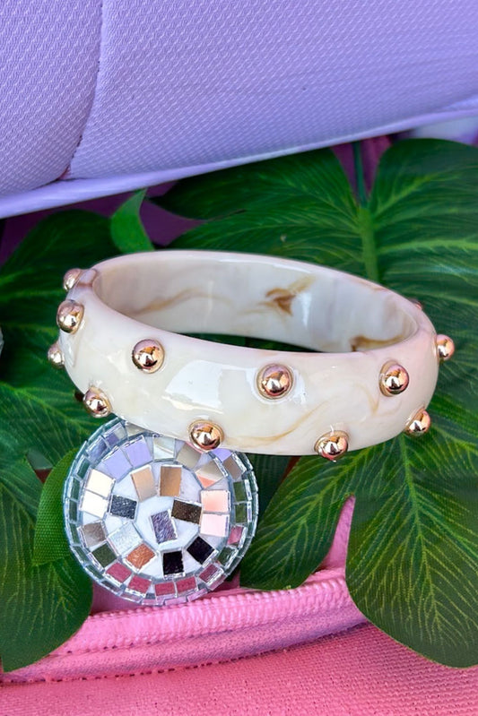 Ivory Metal Ball Resin Bangle Bracelet, accessory, bracelet, must have bracelet, spring accessory, summer accessory, shop style your senses by mallory fitzsimmons, ssys by mallory fitzsimmons