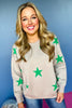 Green Star Pattern Round Neck Sweater, elevated style, elevated sweater, must have sweater, must ahve print, fun mom style, fun mom sweater, fall style, fall sweater, shop style your senses by mallory fitzsimmons