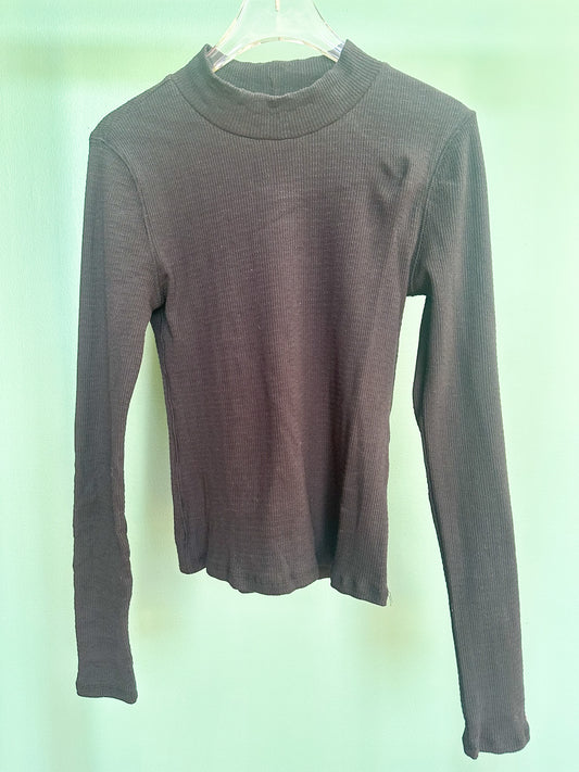 Black Textured High Neck Top *FINAL SALE*