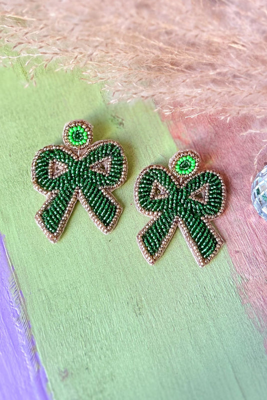 Green Beaded Ribbon Dangle Earrings, accessory, earrings, must have earrings, shop style your senses by mallory fitzsimmons