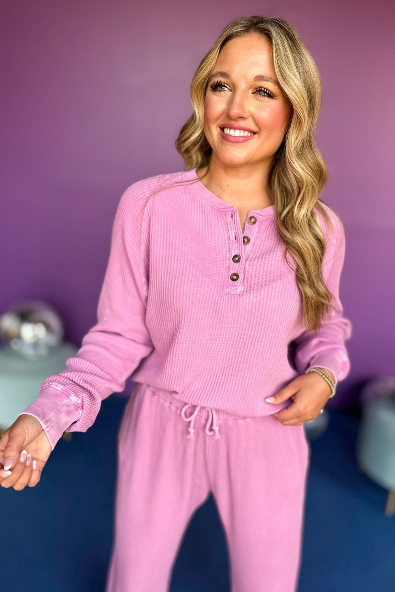 Purple Waffle Knit Raglan Sleeve Henley Top, must have top, must have style, must have fall, fall collection, fall fashion, elevated style, elevated top, mom style, fall style, shop style your senses by mallory fitzsimmons