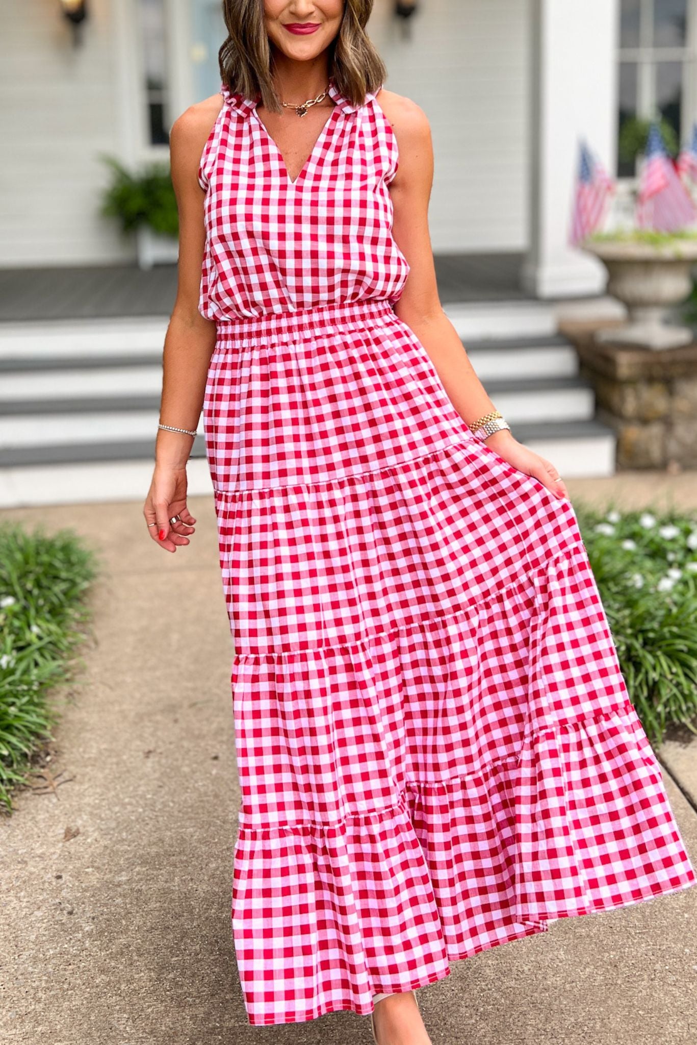 SSYS The Sadie Maxi Skirt In Red Gingham *FINAL SALE*