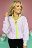 Lavender Inside Out Contrast Zip Up Jacket, jacket, inside out jacket, contrast jacket, zip up jacket, lavender jacket, lavender inside out jacket, lavender contrast jacket, lavender zip up jacket, must have jacket, elevated jacket, elevated style, Shop Style Your Senses by Mallory Fitzsimmons, SSYS by Mallory Fitzsimmons