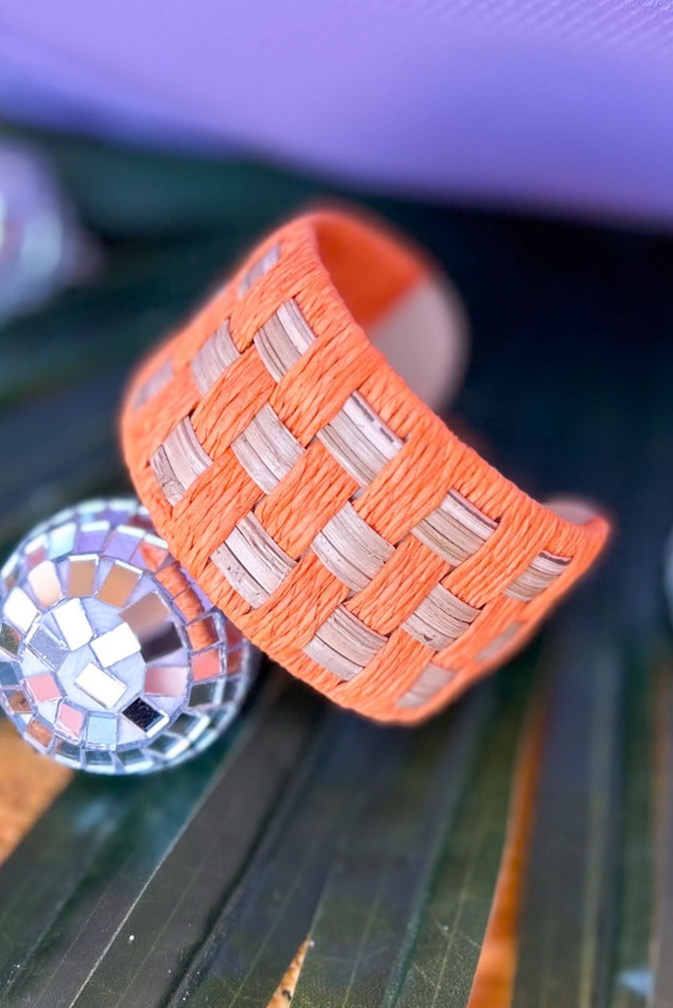 Orange Raffia Woven Cuff Bracelet, accessory, bracelet, must have bracelet, spring accessory, summer accessory, shop style your senses by mallory fitzsimmons, ssys by mallory fitzsimmons