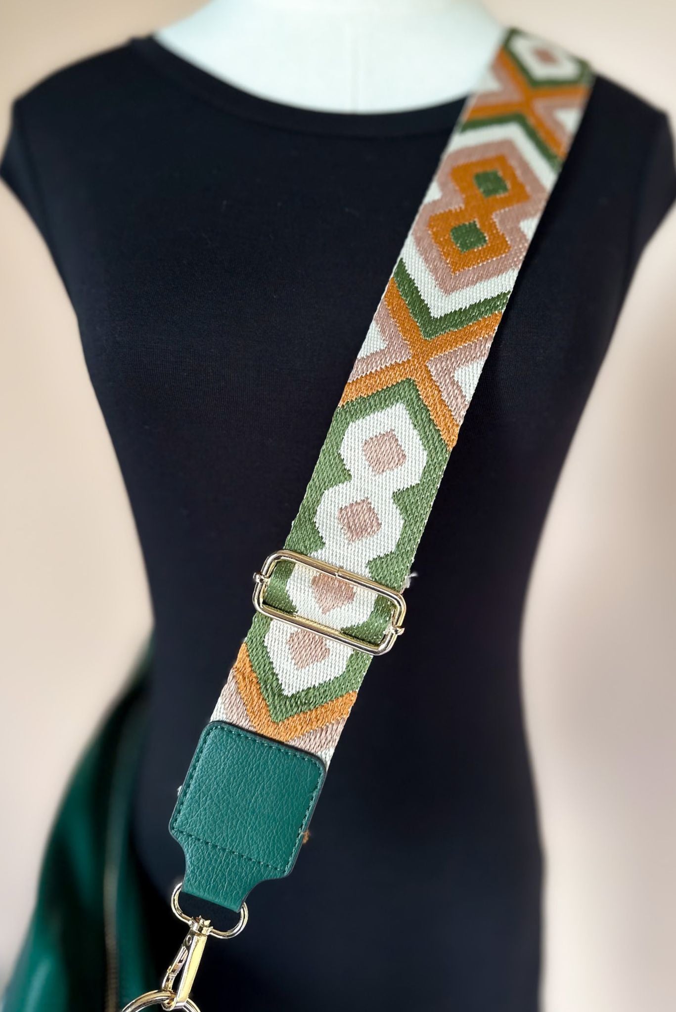 Green Round Zipper Crossbody Bag, accessory, bag, crossbody bag, elevated style, must have style, printed bag strap, must have print, shop style your senses by mallory fitzsimmons