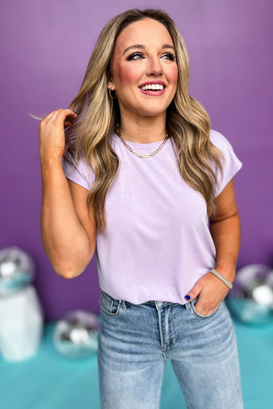 Lavender Basic Short Sleeve Top, must have shirt, must have style, elevated tshirt, short sleeve shirt, elevated top, comfortable style, mom style, casual style, shop style your senses by Mallory Fitzsimmons