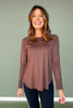 SSYS Long Sleeve Mesh Back Active Top In Brown