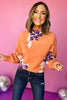 Orange Floral Printed Mock Neck Sweater, must have sweater, must have style, must have fall, fall collection, fall fashion, elevated style, elevated sweater, mom style, fall style, shop style your senses by mallory fitzsimmons