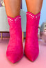 Fuchsia Faux Suede Embellished Heeled Booties, shoes, booties, must have booties, elevated booties, heeled booties, shop style your senses by mallory fitzsimmons, ssys by mallory fitzsimmons