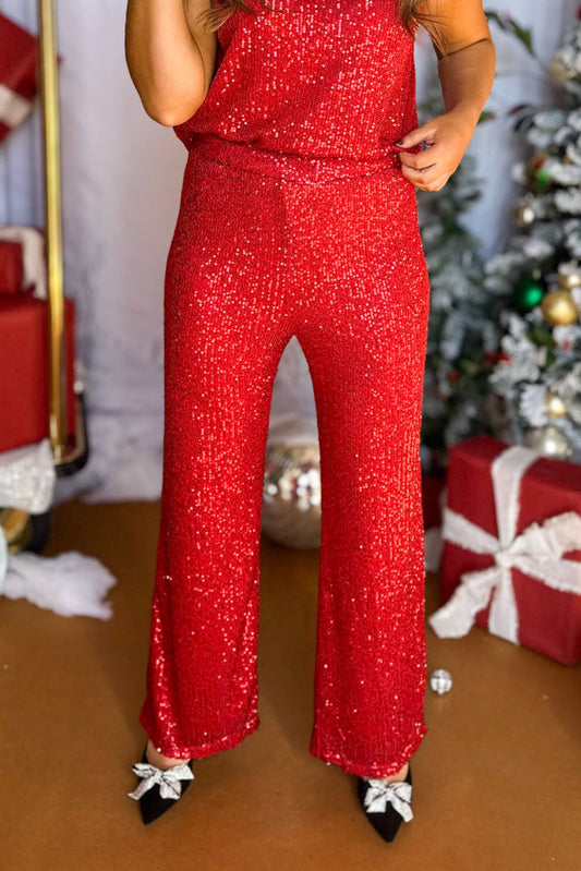  Red Sequin Flare Leg Pants, must have pants, must have style, elevated pants, elevated style, holiday style, holiday fashion, elevated holiday, holiday collection, affordable fashion, mom style, shop style your senses by mallory fitzsimmons
