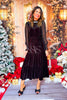 SSYS Winter Velvet Sheer Sleeve Maxi Dress In Black