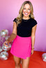 Hot Pink Fold Over Skort, must have skort, elevated skort, date night style, brunch style, date night skort, must have date night look, pink skort, mom style, shop style your senses by mallory fitzsimmons, ssys by mallory fitzsimmons