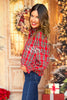 SSYS Serena Plaid Puff Smocked Long Sleeve Button Down Top In Red