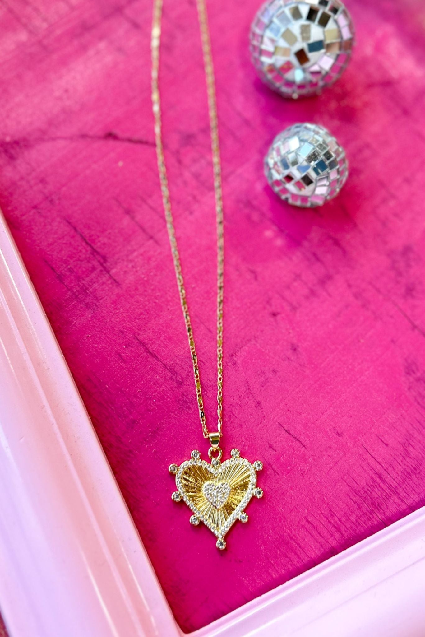  Gold Heart 18K Plated CZ Detail 18" Adjustable Necklace, accessory, necklace, heart necklace, must have necklace, shop style your senses by Mallory Fitzsimmons, ssys by Mallory Fitzsimmons