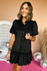 Black Faux Suede Button Down Puff Sleeve Dress, elevated dress, elevated style, must have dress, must have style, fall dress, fall fashion, family photos dress, mom style, shop style your senses by mallory fitzsimmons