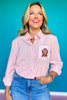 SSYS Collette Poplin Stripe Embroidery Top In Pink