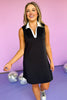 SSYS Black Scuba Polo Collared Active Dress, ruffle sleeve, v neck, easy fit, summer dress, must have, shop style your senses by mallory fitzsimmons