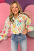 Off White Multi Floral Collared Button Down Poplin Top, floral top, poplin top, must have top, must have style, office style, spring fashion, elevated style, elevated top, mom style, work top, shop style your senses by mallory fitzsimmons, ssys by mallory fitzsimmons