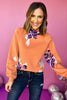 Orange Floral Printed Mock Neck Sweater, must have sweater, must have style, must have fall, fall collection, fall fashion, elevated style, elevated sweater, mom style, fall style, shop style your senses by mallory fitzsimmons