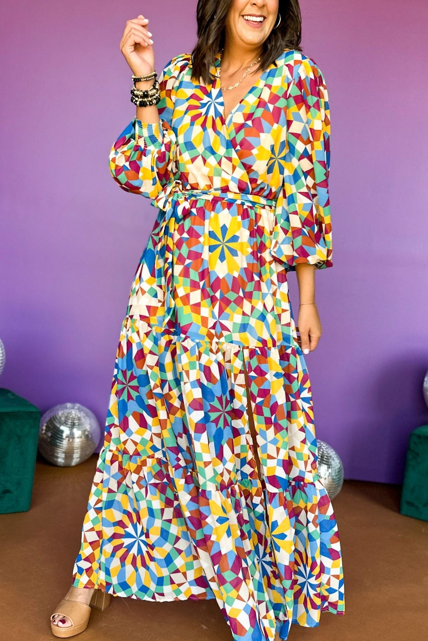 Mustard Abstract Printed Wrap Front Tie Waist Maxi Dress, best dressed, wedding guest dress, fall event dress, summer to fall dress, must have dress, must have fall, must have wedding guest dress, wedding stle, elevated style, event style, shop style your senses by mallory fitzsimmons