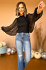 Black Long Puff Sleeve Woven Top, must have top, must have style, must have fall, fall collection, fall fashion, elevated style, elevated top, mom style, fall style, shop style your senses by mallory fitzsimmons,